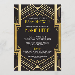 Babydusche Art Deco 1920s Gold Gatsby Invite Einladung