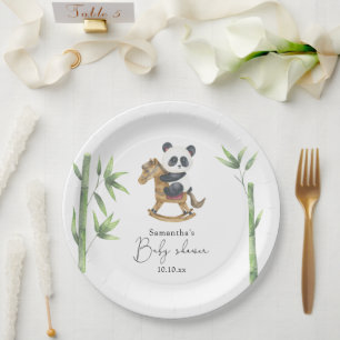 Babydusche aus Bambus und Panda Bear Pappteller