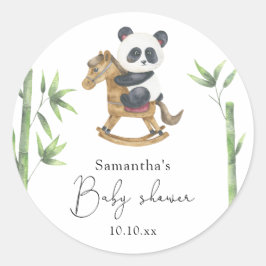 Babydusche aus Bambus und Panda Bear Runder Aufkleber