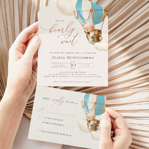 Babydusche aus Bärenblasen in einer Einladung