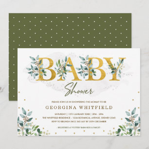 Babydusche aus botanischer Vegetation / Blätter au Einladung