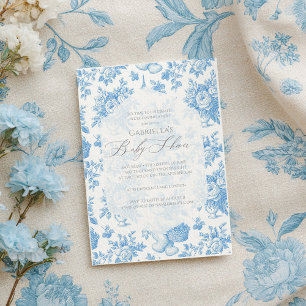 Babydusche aus französischem Toile Einladung