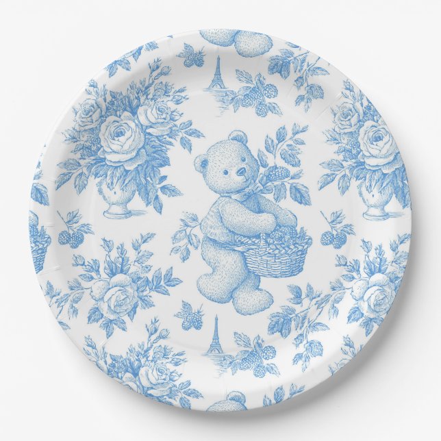 Babydusche aus französischem Toile Pappteller (Vorderseite)