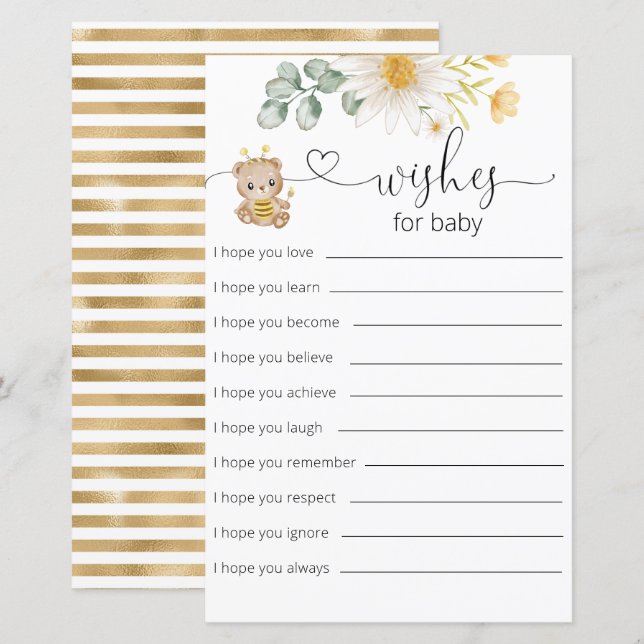 Babydusche aus Honey Bear für Babykarten (Vorne/Hinten)