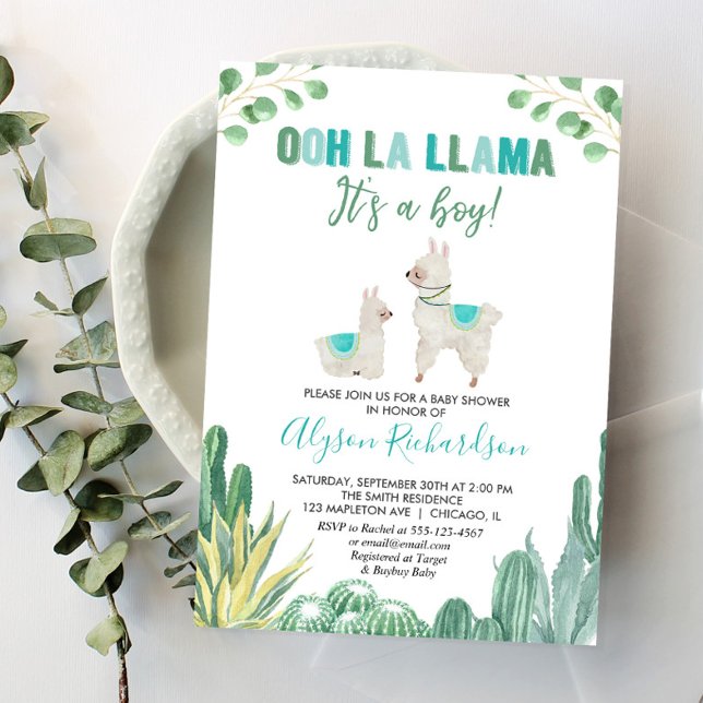 Babydusche aus Lama und Kakteen Einladung (Von Creator hochgeladen)