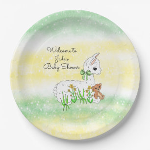 Babydusche aus Llama und Teddy Bear Pappteller
