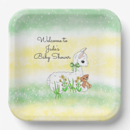Babydusche aus Llama und Teddy Bear Pappteller