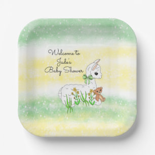 Babydusche aus Llama und Teddy Bear Pappteller