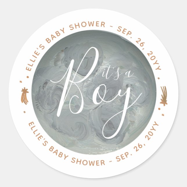 Babydusche aus Mond und Stars Runder Aufkleber (Vorderseite)