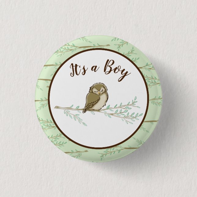 Babydusche aus Owl Woodland Button (Vorderseite)