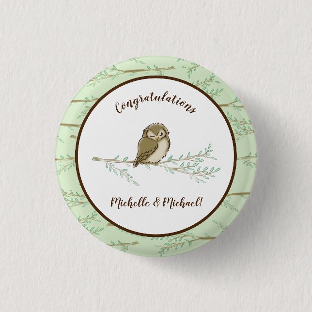 Babydusche aus Owl Woodland Button (Vorderseite)