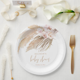 Babydusche aus Pampas-Gras Pappteller