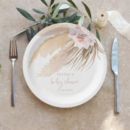 Babydusche aus Pampas-Gras Pappteller