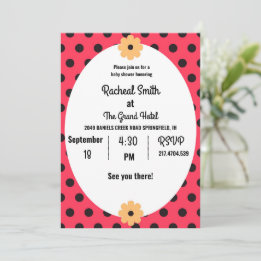 Babydusche aus Rot und Schwarz Einladung