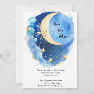 Babydusche aus Sternen und Mond Einladung