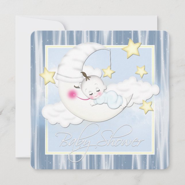 Babydusche aus Sternen und Mond Einladung (Vorderseite)