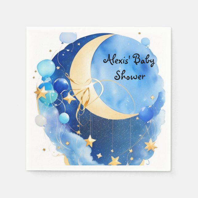 Babydusche aus Sternen und Mond Serviette (Vorderseite)