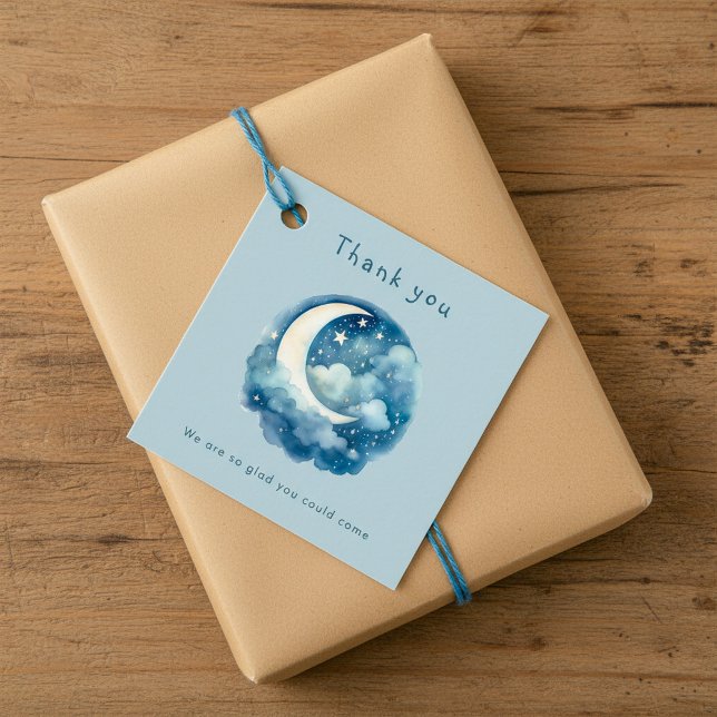 Babydusche aus Sternenhimmel und Mond Geschenkanhänger (Starry sky and moon baby shower favor tags.)