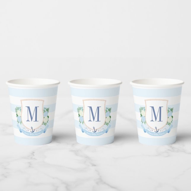 Babydusche aus Wappen in Blau und Weiß Pappbecher (Multi)