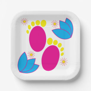 Babydusche Baby Baby Babyfüße farbenfroh Pappteller