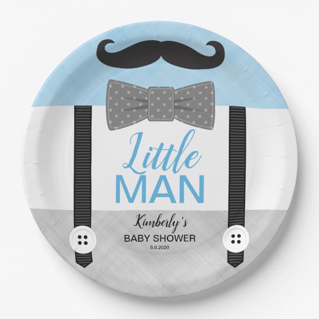 Babydusche Babyblau Kindermotiv Pappteller (Vorderseite)