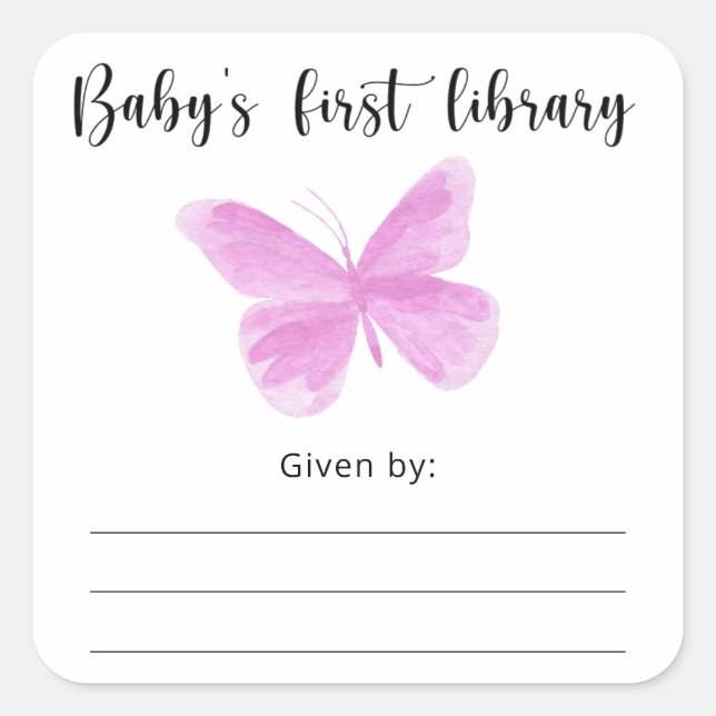 Babydusche, Babybücher, Buchzeichen Quadratischer Aufkleber (Vorderseite)