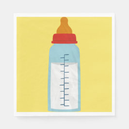 Babydusche - Babyflasche auf gelbem Luncheon Serviette