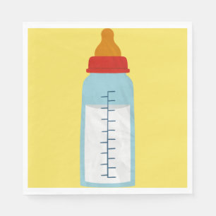 Babydusche - Babyflasche auf gelbem Luncheon Serviette