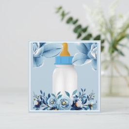 Babydusche - Babyflasche - Blume Dankeskarte