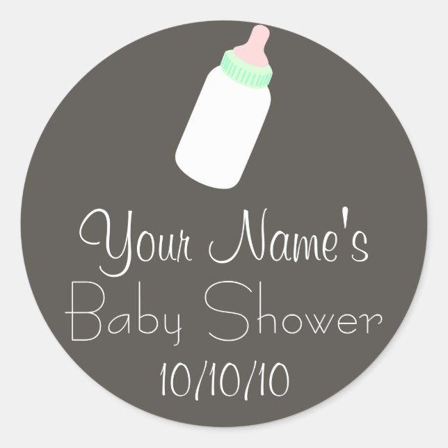 Babydusche (Babyflasche) Runder Aufkleber (Vorderseite)