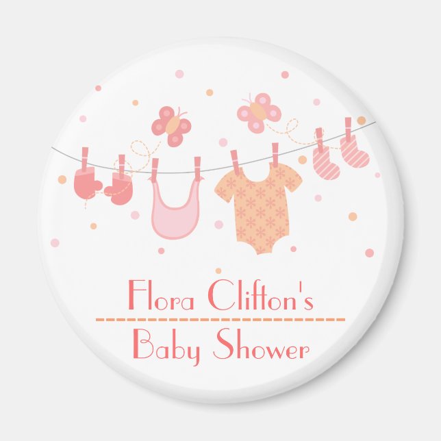 Babydusche: Babykleidung auf Wäscheleine Magnet (Vorne)