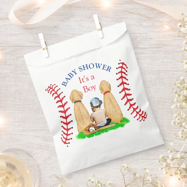 Babydusche Baseball 2 Labradore und Baby Geschenktütchen (Ausgeschnitten)
