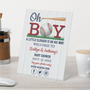 Babydusche Baseball Boys Begrüßungsschild Sockelschild