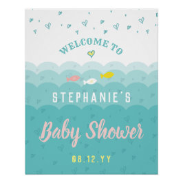 Babydusche Begrüßung Niedliche Ozeanherzen Whimsic Poster