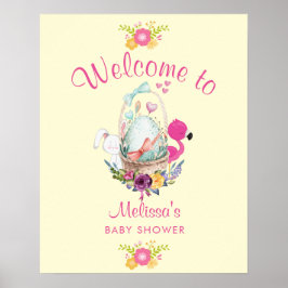 Babydusche Begrüßung Niedliche Tiere und Blume Poster