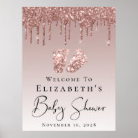 Babydusche Begrüßung Rose Gold Glitzer