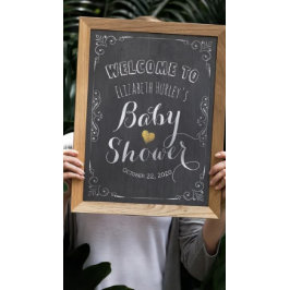 Babydusche Begrüßung Schwarz-weiße Blumenkhalkappe Poster