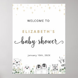 Babydusche Begrüßung Winter Wunderland Tiere Post Poster
