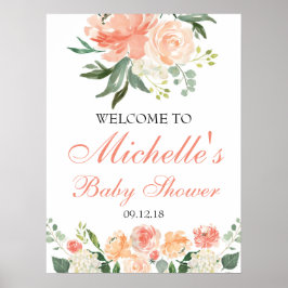 Babydusche Begrüßungsschild Pfirsich Boho Rustic Poster