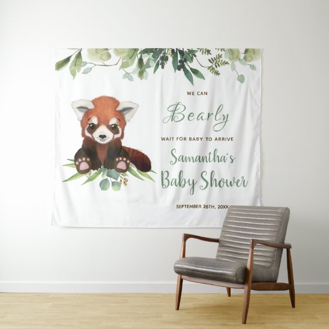 Babydusche Begrüßungssignatur Niedlicher Panda-Bär Wandteppich (Beispiel (Horizontal))