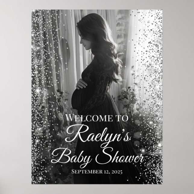 Babydusche Begrüßungszeichen mit Foto Poster (Vorne)
