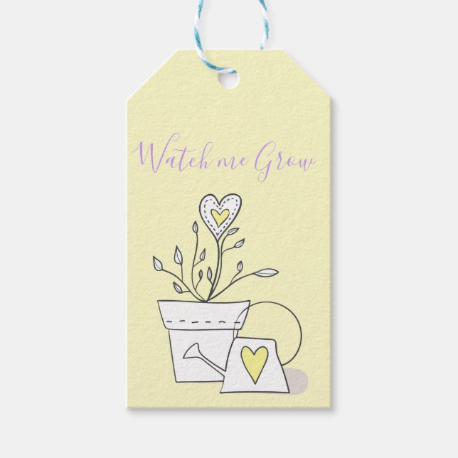 Babydusche Beobachten Sie mir Pflanze des Gelben H Geschenkanhänger (Vorderseite)