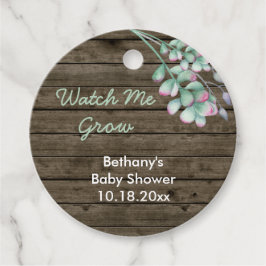Babydusche beobachten, wie ich rustikales Holz und Geschenkanhänger