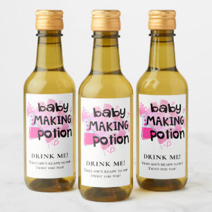 Babydusche bevorzugt Baby Maaking Potion Rosa Herz Weinetikett