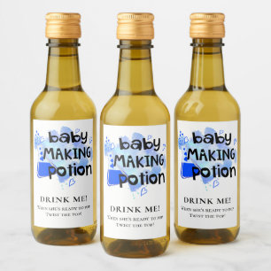 Babydusche bevorzugt Baby Making Potion Blue Heart Weinetikett