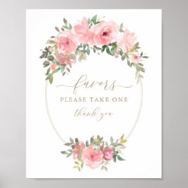 Babydusche bevorzugt rosa goldene Blumengrün signi Poster
