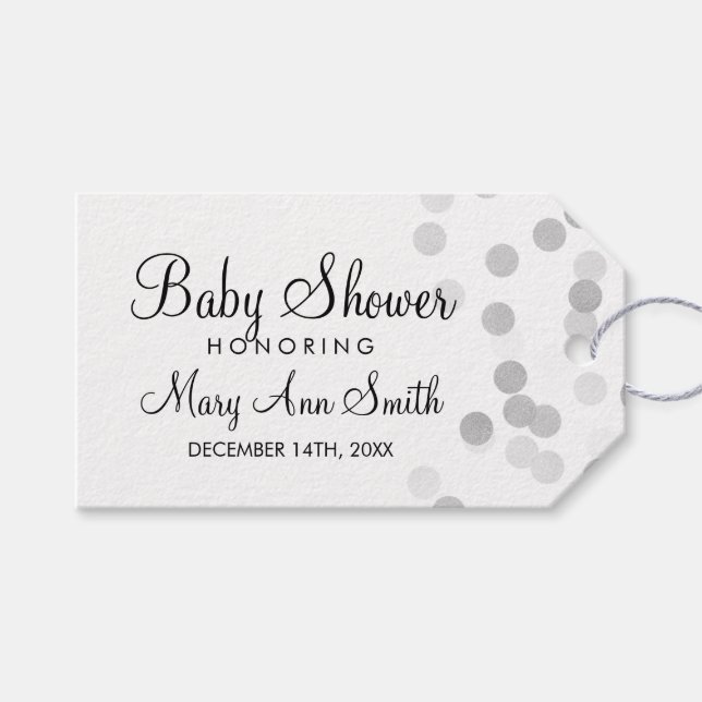 Babydusche bevorzugt Silberfolienleuchten für Glit Geschenkanhänger (Vorderseite (Horizontal))