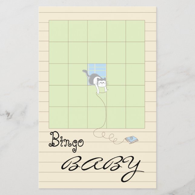 Babydusche BINGO "Blue/Build A Library" Flyer (Vorne)