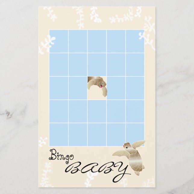 Babydusche BINGO "Blue/Cream Turtle" Flyer (Vorne)