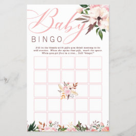 Babydusche Bingo, Boho mit Blume Flyer